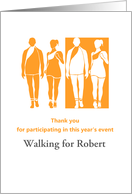 Thank you for taking part in event walk, man and woman walking card