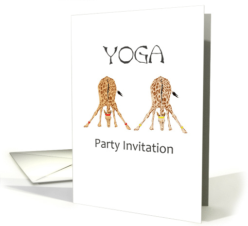 Yoga Party Invitation Cartoon Giraffes Doing Yoga card (1371426)