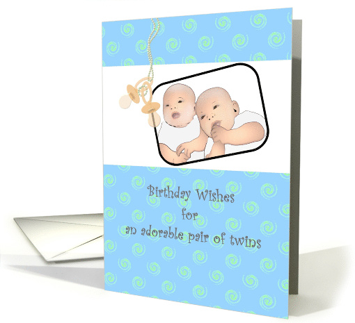 Baby Twins' Birthday Sketch of Twins Laughing card (1376168)