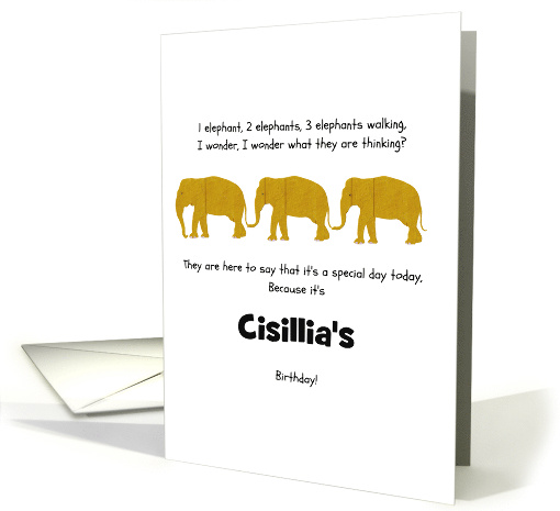 Custom Birthday Greeting for Young Children Three Cute Elephants card