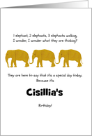 Custom Birthday Greeting for Young Children Three Cute Elephants card
