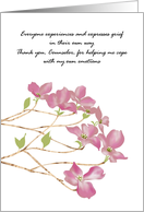 Thank You Grief Counselor Pink-White Dogwood Flowers card
