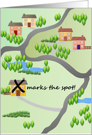 New home, the home of your dreams, X marks the spot! idiom card