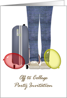 Off To College Party Invitation Young Man Suitcase And Balloons card