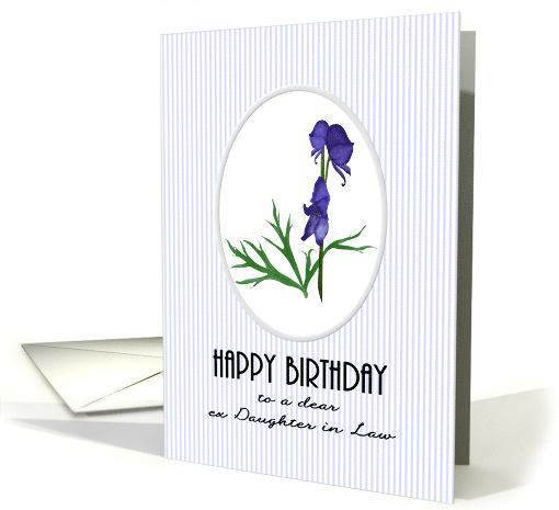 Birthday Ex Daughter in Law Sketch of Pretty Monkshood Flowers card