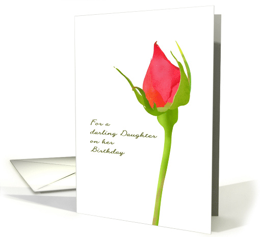 Birthday for Daughter Pretty Red Rose Bud card (1382898)