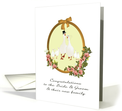 Wedding Congratulations Blended Family Portrait Animal Cartoon card