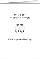 50th Birthday 50 is Just a Meeehhhh Number Cartoon Sheep card