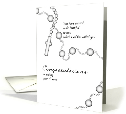 Congratulations On Taking Your 1st Vows To Becoming A Nun Rosary card