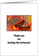 Thank You for Hosting Barbecue Steak and Sausages on Grill card