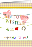 Birthday wishes for co-worker, hearts horseshoe star card