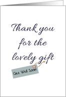 Thank You For Get Well Gift Message Tag Tied To The Word Gift card
