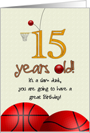 15th Birthday Basketballs And Hoop Net card