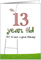 13th Birthday Rugby Balls And Goal Post card