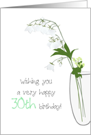 30th Birthday Pretty Country Garden Flowers In a Vase card