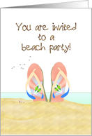 Invitation To Beach Party Flipflops In The Sand card