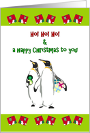 Christmas Penguins Bearing Gifts card