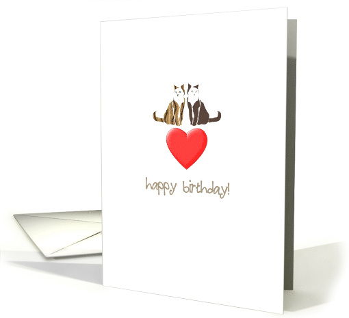 Birthday Two Cats and a Red Heart card (1391174)