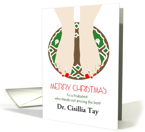 Custom Christmas Greeting for Podiatrist Feet on Floor Mat card