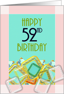 52nd Birthday Colorful Geometric Shapes And Fancy Borders card