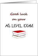 Good Luck On Your AS Level Exam Pile Of Books card