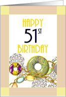 51st Birthday Colorful Jewelry And Fancy Borders card