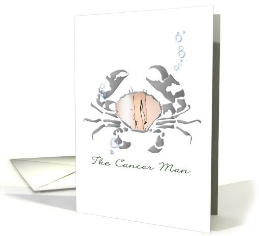 The Cancer Man Star Sign Zodiac Male Form Reflected In Crab card