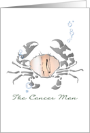 The Cancer Man Star Sign Zodiac Male Form Reflected In Crab card