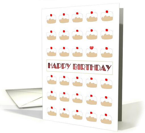 Birthday, lots of iced buns with cherry on top card (1395280)