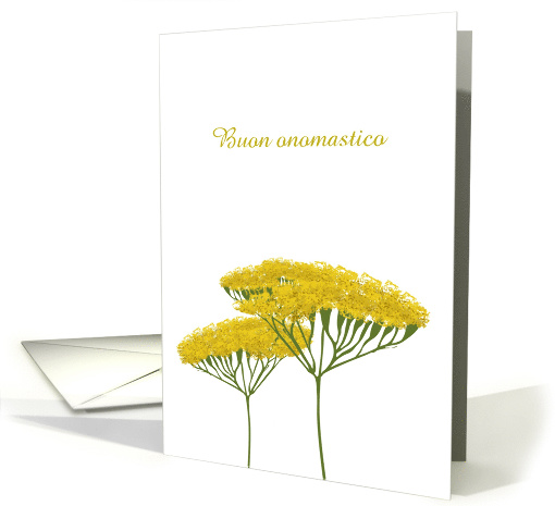 Buon Onomastico Happy Name Day in Italian Yellow Achillea Flowers card