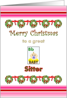 Christmas for Babysitter Holiday Wreaths Candy Canes Alphabet Tile card