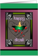 Diwali, Cupped Hands Holding an Oil Lamp card