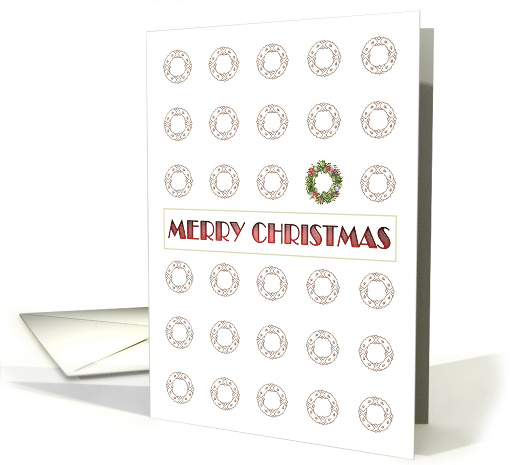 Christmas Black and White and Colored Holiday Wreaths in Rows card
