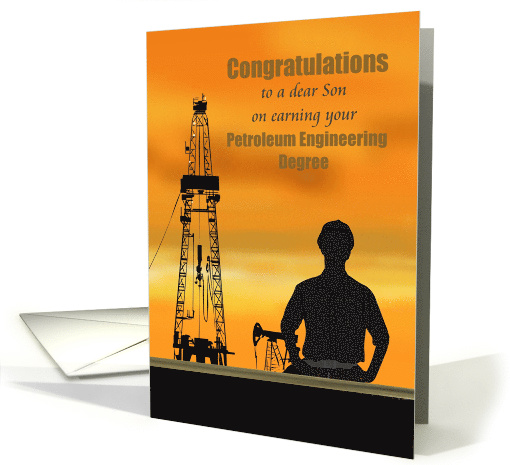 Son Earning Petroleum Engineering Degree Land Rig and Pump Jack card