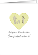 Adoption finalization congratulations, couple with toddler and dog card