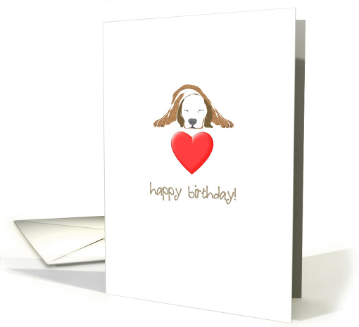Birthday, sleeping dog and a red heart card (1399318)