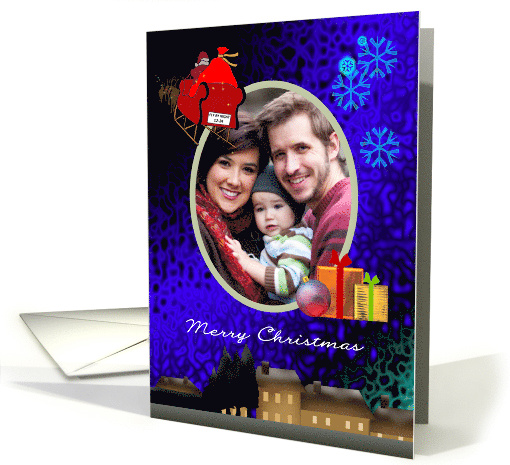 Christmas Photocard Santa In Sleigh Riding Across Night Sky card