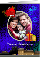 Christmas Photocard Santa In Sleigh Riding Across Night Sky card