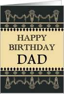 Birthday for Dad Geometric Fancy Borders in Beige and Dark Grey card