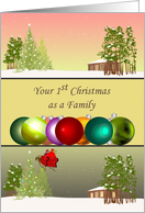 1st Christmas As A Family Day And Night Scene Cabin In The Snow card