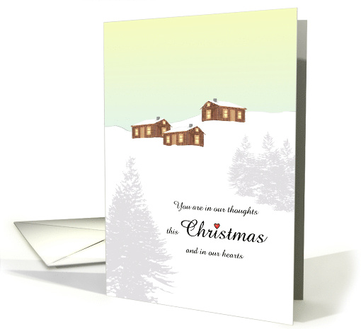 1st Christmas Alone Divorced Log Cabins Trees Snow Covered Slopes card