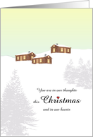 1st Christmas Alone Divorced Log Cabins Trees Snow Covered Slopes card