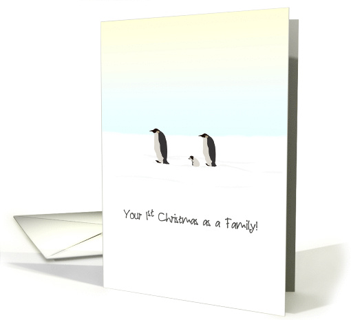 1st Christmas As A Family Penguin Family Walking In The Snow card