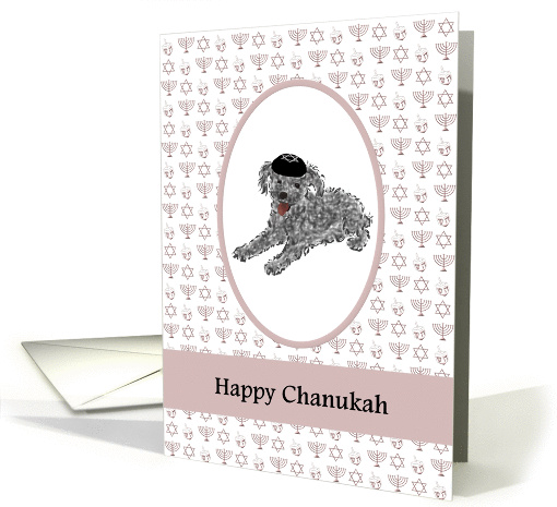 Toy poodle wearing a yarmulke, Chanukah card (1399706)