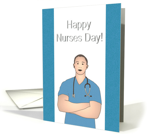 Happy Nurses Day Male Nurse with Stethoscope Round his Neck card