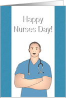 Happy Nurses Day Male Nurse with Stethoscope Round his Neck card