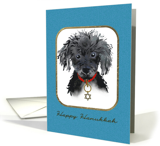 Toy Poodle Wearing a Star of David on its Collar Hanukkah card