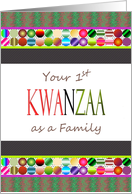 1st Kwanzaa As A Family Colorful Geometric Borders card