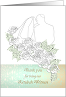 Thank You Ketubah Witness Bride Kissing Groom Bridal Bouquet card