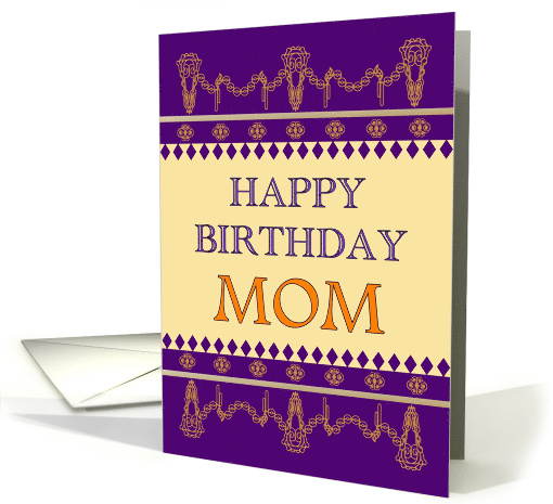 Birthday for Mom Geometric Fancy Border Design in Orange... (1400654)